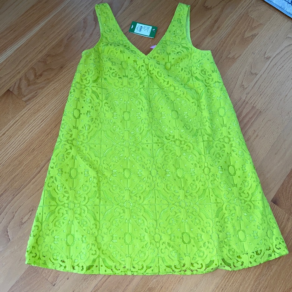 Lilly Pulitzer Ana Maria dress lime Ricky Tic Tac tile lace size S NWT